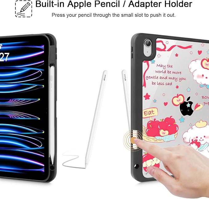 Mektron for 11th Generation iPad 11-inch A16 chip 2025 Cover with Pencil Holder Fit 10th Generation iPad 10.9-inch A14 chip 2022 Shockproof Clear Shell Cute Puppy