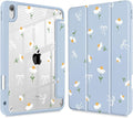 Case for iPad (A16) 11th Generation 11 Inch (2025) iPad 10th Generation 10.9 Inch (2022) Shockproof Cover with Clear Transparent Back Shell &amp Pencil Holder Daisy Flower
