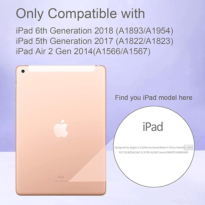 Case for iPad Air 2 Case for iPad 6th/5th Generation 2018/2017 for Apple iPad 9.7 inch with Screen Protector/StandClear Glitter Full-Body Coverage Slim Cover for Girls Women (Blue+Purple)