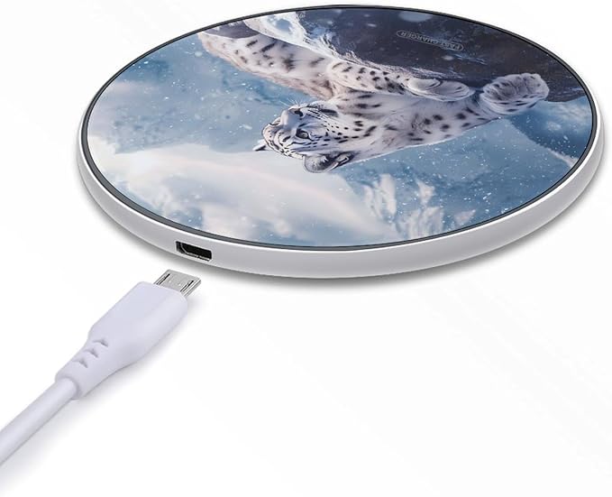 Leopard Snowy Wireless Charger Anti-Slip Wireless Charging Pad Slim Charger Mat for Men Women