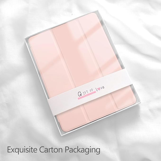 Cute Bunny Flower for iPad Pro 12.9 Inch Case 5th/6th Generation 2022/2021/2020 with Pencil Holder Foldable Pink Leather Cover Case Support Auto Sleep Wake