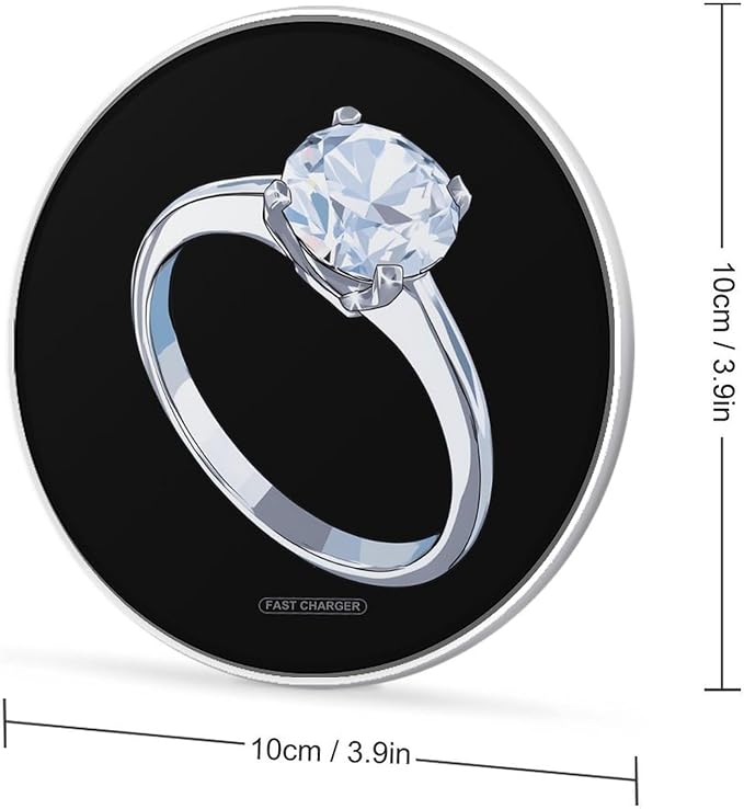 Diamond Ring Fast Portable Charger 10W Funny Graphic Phone Charging Pad with USB Cable