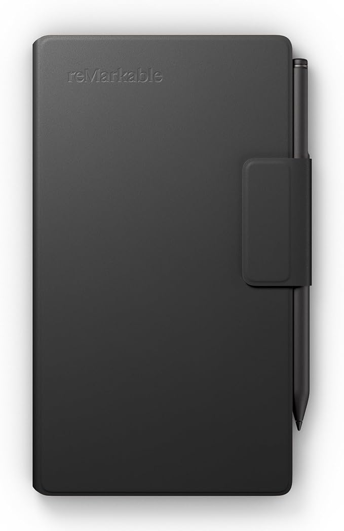 reMarkable Paper Pro Move - Black Leather Book Folio for Your 7.3'' Paper Tablet