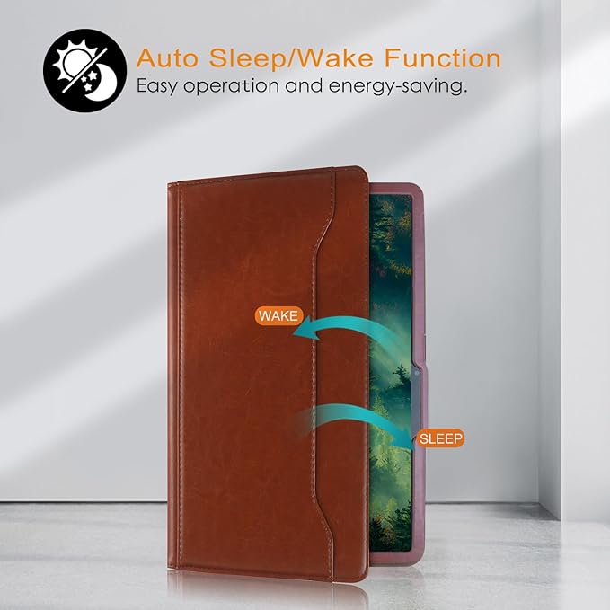 Case Compatible with Tablet Samsung Galaxy Tab S9 FE Plus S9 Plus S8 Plus S7 FE S7 Plus 12.4 InchCover 360° Rotating Stand PU Leather for Galaxy Tab S9 FE+ S9 + S8+ S7+ 12.4Brown