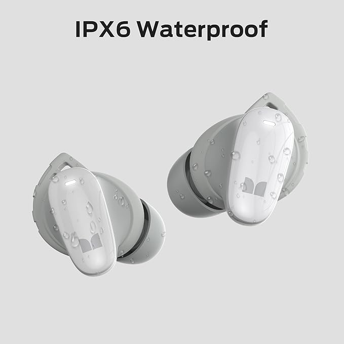Monster N-Lite 206 Wireless Earbuds Bluetooth 5.4 in Ear Headphones Bluetooth Ear Buds Built-in Microphone Touch Control Comfortable Fit USB-C Fast Charging IPX6 Waterproof 25H Playtime White