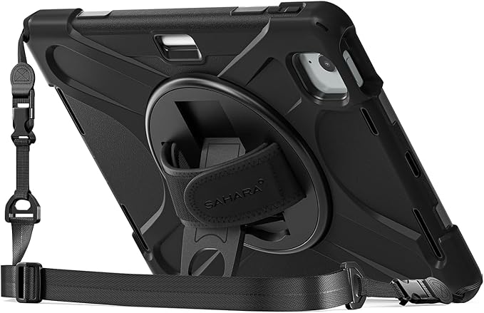 Sahara for iPad Air 11-inch (M4 2026 / M3 2025 / M2 2024) Case - Heavy-Duty Protective Cover with Screen Protector Kickstand Pencil Holder Rotating Hand Strap &amp Shoulder Strap Raider-X Series