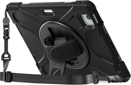 Sahara for iPad Air 11-inch (M4 2026 / M3 2025 / M2 2024) Case - Heavy-Duty Protective Cover with Screen Protector Kickstand Pencil Holder Rotating Hand Strap &amp Shoulder Strap Raider-X Series