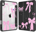 May Chen for iPad (A16) 11th Generation Case 11 Inch 2025 iPad 10th Gen Case 2022 10.9 inch Built-in Pencil Holder with Shockproof Cover Clear Transparent Back Shell Auto Wake/Sleep Black Cute Bows