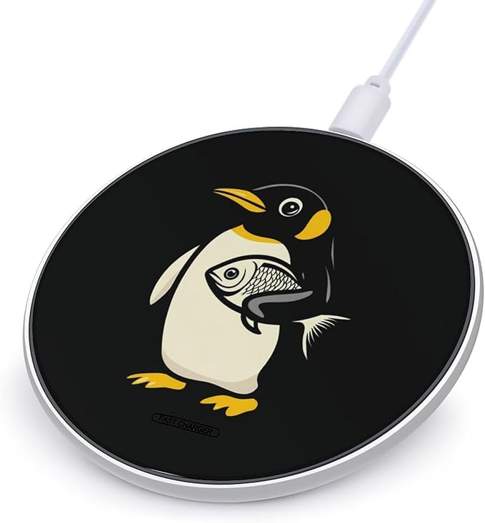 Penguins Carrying Fish Wireless Charger Anti-Slip Wireless Charging Pad Slim Charger Mat for Men Women