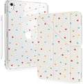 Cute Colorful Love Heart for iPad Pro 11 Inch Case (M5/M4) 2025/2024 with Pencil Holder Auto Sleep/Wake White Leather Acrylic Back Detachable Cover
