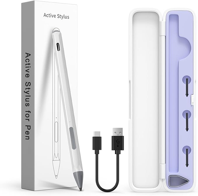 Stylus Pen for HP Envy X360 Pavilion X360 Specter X360 MPP 2.0 Tilt-Active Stylus with 4096 Levels of Pressure Sensitivity Convenient Storage Case Supports Type-C Fast Charging Silver
