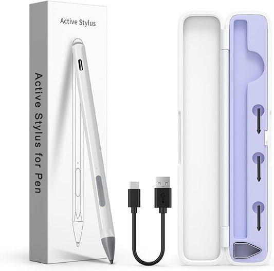 Stylus Pen for HP Envy X360 Pavilion X360 Specter X360 MPP 2.0 Tilt-Active Stylus with 4096 Levels of Pressure Sensitivity Convenient Storage Case Supports Type-C Fast Charging Silver