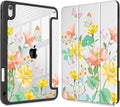 May Chen Case for iPad Air 13 Inch M4 2026 M3 2025 M2 2024 [Built-in Pencil Holder] Shockproof Cover with Clear Transparent Back Shell Auto Sleep/Wake Cover Butterfly Garden