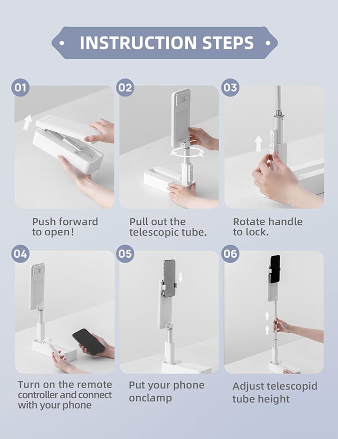 Overhead Phone Stand for RecordingOverhead Phone Mount Foldable/Extendable/Rechargeable Phone Stand with Light&ampWireless Remote for Photo/Vlog Kit/Tiktok/Unboxing VideoCooking.P