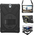 Case for Samsung Galaxy Tab S3 9.7 2017 (SM-T820/T825/T827)Portable Heavy Duty Dropproof Protective Cover Case with 360 Rotating StandHandle &amp Shoulder StrapStylus Pen (New Black)