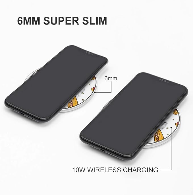 Hot Dogs Mustards Fast Portable Charger 10W Funny Graphic Phone Charging Pad with USB Cable