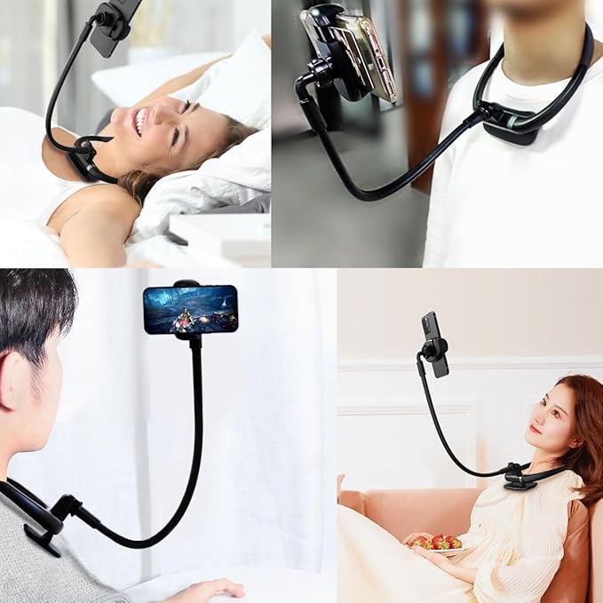 Cell Phone Stand Neck Phone Holder Hand Free Flexible Gooseneck 360° Rotation Adjustable Phone Holder for Bed Universal Multi-Functional Phone Stand for 4.7''-6.7'' Phone