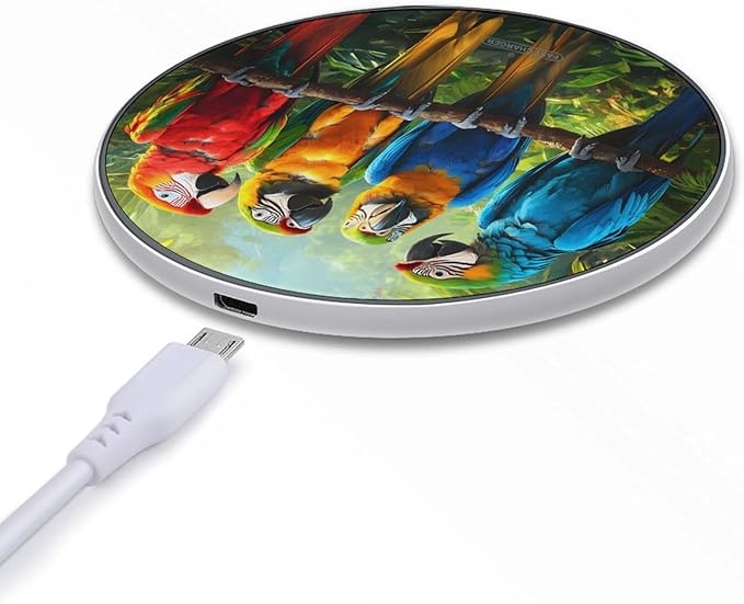 Parrot Bird Colorful Wireless Charger Anti-Slip Wireless Charging Pad Slim Charger Mat for Men Women