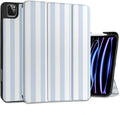 DONGKE Case for iPad Pro 12.9 inch 6th Generation 2022 Built-in Pencil Holder + Trifold Stand + Auto Wake/Sleep + Protective Cover for iPad Pro 12.9 5th/4th/3rd Gen- Blue Stripes