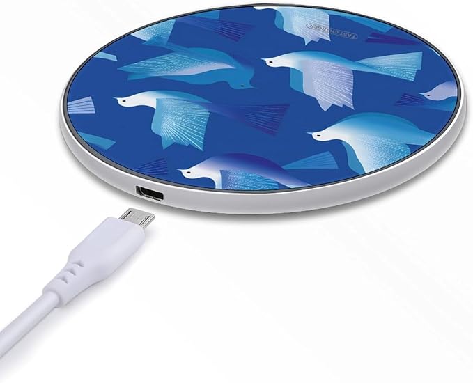 Pigeons Blue Geometry Phone Charger Magnetic Charging Pad Anti-Slip with USB Cable