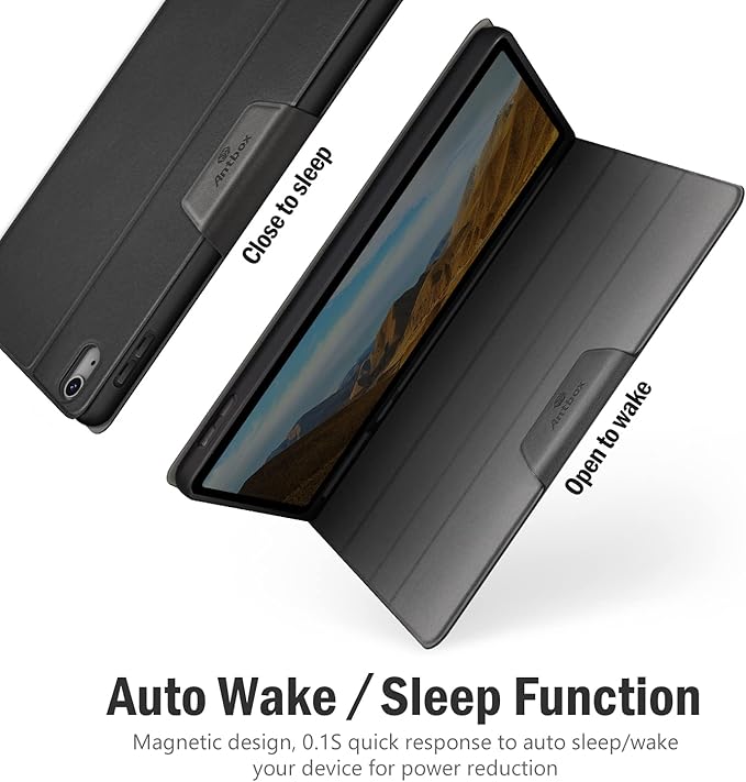 Antbox Case for iPad (A16) 11th Generation 11'' 2025/iPad 10th Generation 10.9'' 2022 with Built-in Pencil Holder Auto Sleep/Wake Function PU Leather Smart Cover (Black)