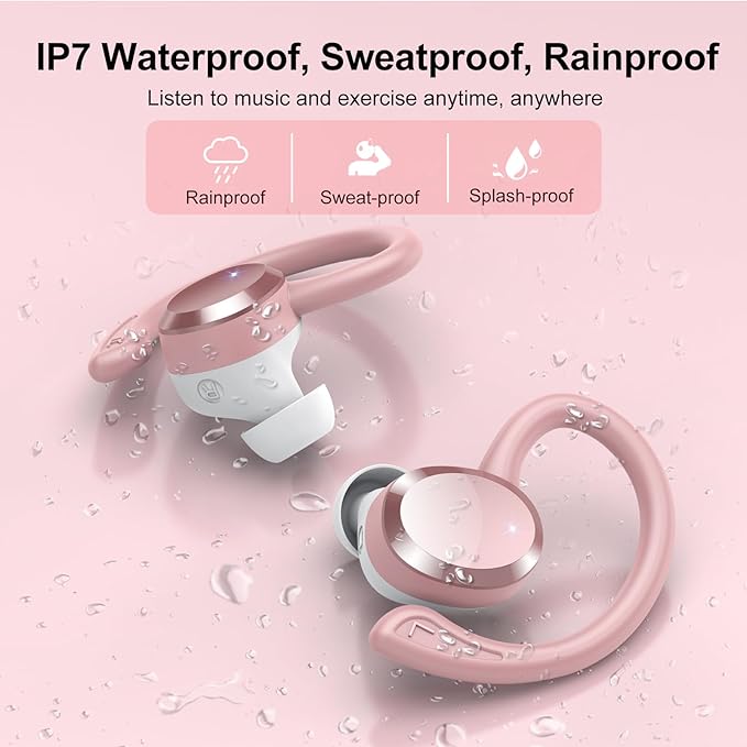 sprtoybat Wireless Earbuds 2026 New Bluetooth 5.4 Headphones Sport Earphones with 68Hrs Playtime LED Display ENC Noise Cancelling Mic IPX7 Waterproof Over Ear Ear Buds with Hook for Sports/Running