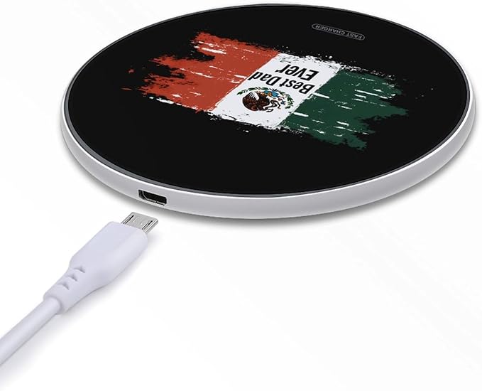 Best Mexican Dad Ever Mexica Flag Wireless Charger Anti-Slip Wireless Charging Pad Slim Charger Mat for Men Women