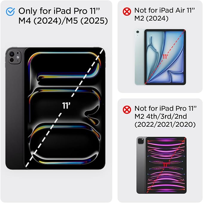 Spigen for iPad Pro 11 inch Case M5/M4 (2025-2024) with Detachable Magnetic Cover Air Skin Pro Clear Transparent Back and Pencil Holder Gray