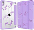 May Chen Slim Case for iPad mini 7 (A17 Pro 7th Generation) 2024 / iPad mini 6 (6th Gen) 8.3 Inch [Built-in Pencil Holder] Shockproof Cover Clear Clear Back Shell Auto Wake/Sleep Purple Stars Bow