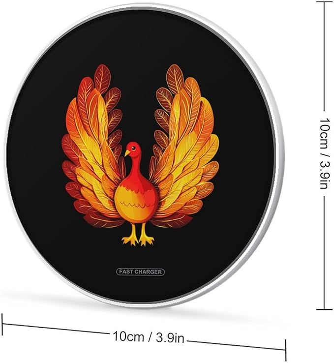 Thanksgiving Day Turkey Wireless Charger Anti-Slip Wireless Charging Pad Slim Charger Mat for Men Women