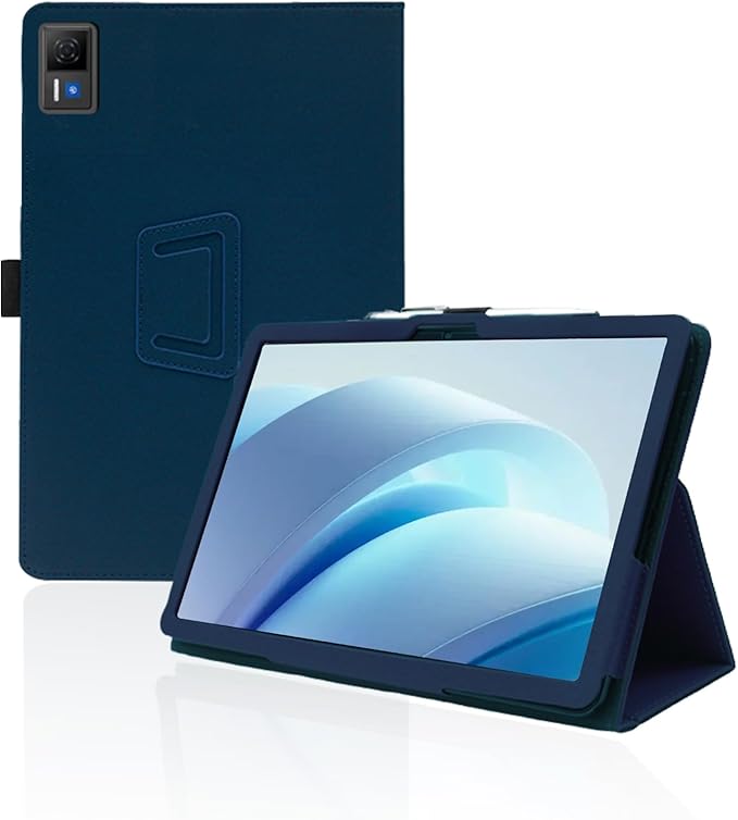 for DOOGEE U13 2025 13 Inch Android Tablet CaseBOVUGAC Folding Stand Protective Cover with Pencil Holder and Wrist StrapFull Protection Premium PUScratch Resistant(Dark Blue)