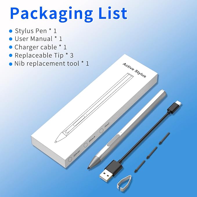 Stylus Pen for ASUS Transformer/Mini/ASUS Zenbook Flip/Pro/ASUS Vivobook Flip/Pro/Duo/ASUS Notebook Rechargeable MPP 2.0 Tilt Active Pen with 4096 Pressure Sensitivity Palm RejectionSilver