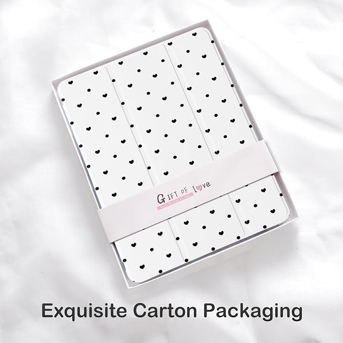 Cute Polka Dot Heart for iPad Air 11 Inch Case 7th/6th Generation (M3/M2) 2025/2024 with Pencil Holder Auto Sleep/Wake White Leather Soft TPU Back Cover