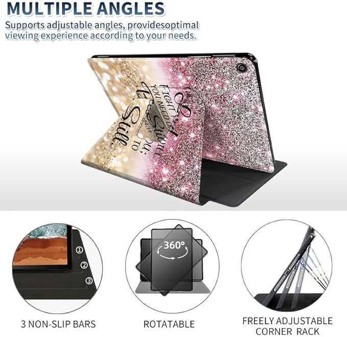 Case for Kindle Fire HD 10 Tablet Case (13th Generation2023 Released)360 Degree Rotating Folio Stand Leather Smart Cover for Amazon Fire HD 10 13th Gen 10.1- Bible Verse Glitter Sparkle