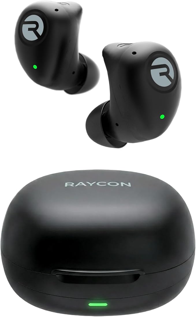 Raycon Fitness Bluetooth Wireless Earbuds + Microphone with Active Noise Canceling Sweat &amp Water-Resistant Earphones Running Headphones Ear Buds Wireless Bluetooth 56 Hours Playtime (Black)