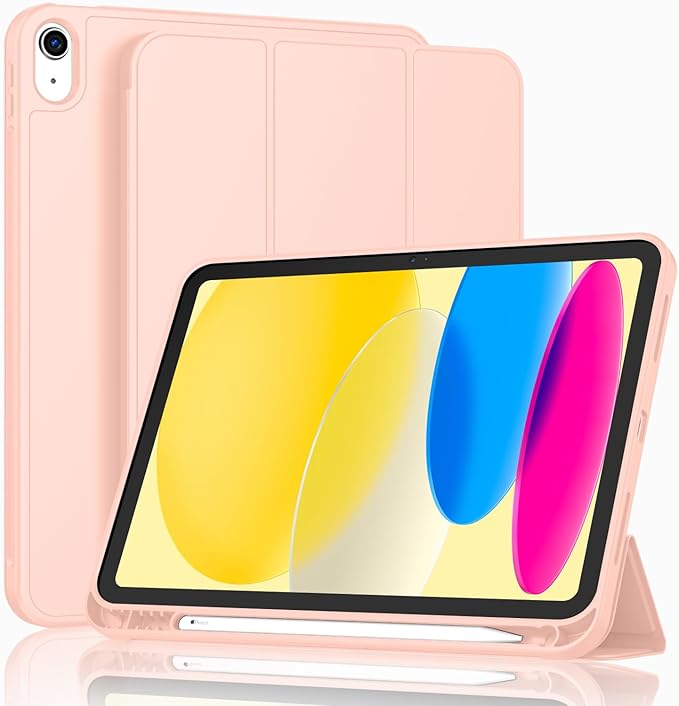 Case for iPad (A16) 11 Inch 2025/iPad 10th Generation 10.9 Inch 2022 Slim Trifold Stand Protective Cover with Pencil Holder and Soft TPU BackSupport Auto Sleep/Wake (Bisque)