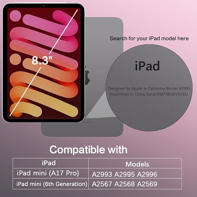 BENTOBEN for iPad Mini7 (A17 Pro) Case iPad mini 7th /6th Generation Magnetic Case (2024/2021) Translucent Matte Back Shock and Drop Protection Cover for iPad mini7/Mini6 8.3 Hot Pink