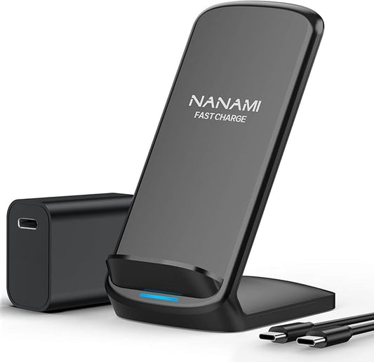 NANAMI Fast Wireless Charger 10W Max Wireless Charging Stand with PD20W Adapter Charger Compatible for iPhone 17/17 Air/17 Pro/17 Pro Max/16/15/14/13/12Samsung Galaxy S26/S25/S24/S23/S22/S21/Note 20