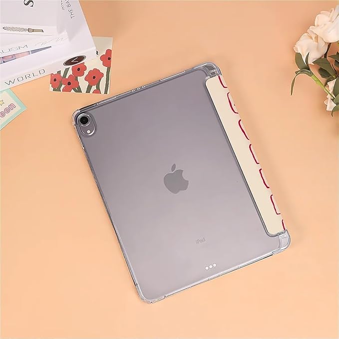 Dog Paw in Pink Checkerboard Case Compatible with IPad 9th 8th 7th Generation 10.9 Inch 2021-2018Funny Cover with Trifold Stand+Pencil Holder for Boys GirlsiPad Air6 11inch 2024