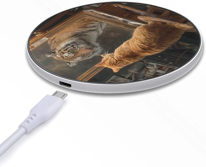 Cat Self Portrait Tiger Phone Charger Magnetic Charging Pad Anti-Slip with USB Cable