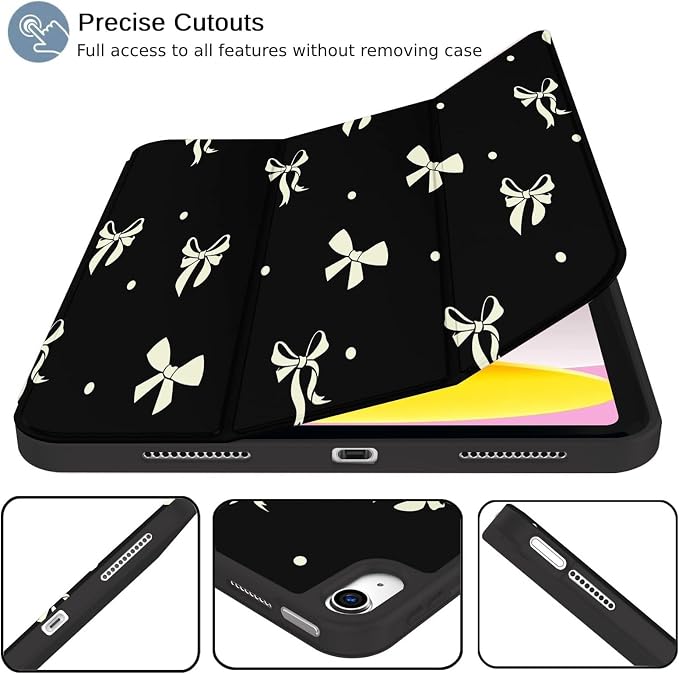 Beige Large Bow - Black