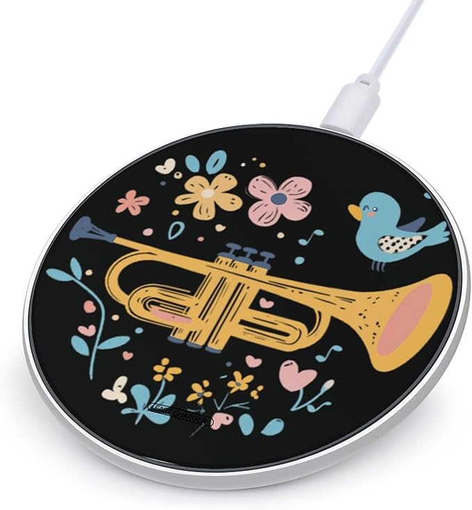 Cute Trumpet Birds Flowers Phone Charger Magnetic Charging Pad Anti-Slip with USB Cable