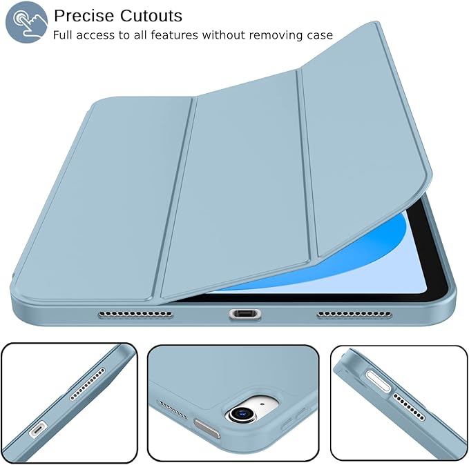 iMieet iPad (A16) Case 11th Gen/iPad 10th Generation Case [11-Inch 2025/10.9 Inch 2022] with Pencil Holder Trifold Stand Smart Cover with Soft TPU BackAuto Wake/Sleep(Light Blue)