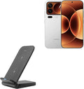 BoxWave Charger Compatible with Xiaomi 17 Pro - Wireless QuickCharge Stand (15W) Desktop Viewing Qi Wireless Charging - Jet Black