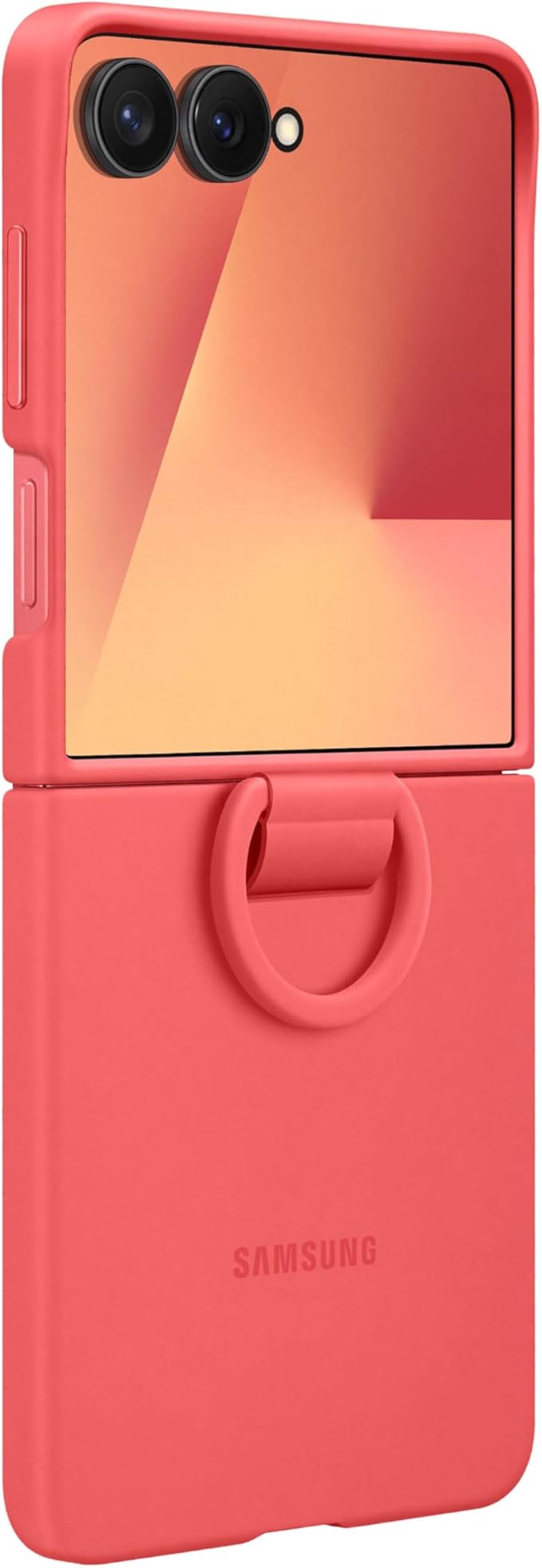 Samsung Galaxy Z Flip7 Official Ring Phone Case Silicone Easy to Carry Soft Sleek US Version Coral Red