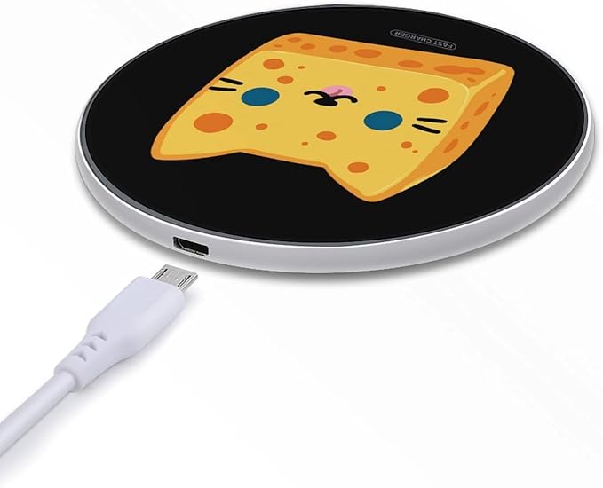 Cheese Cat Head Fast Portable Charger 10W Funny Graphic Phone Charging Pad with USB Cable