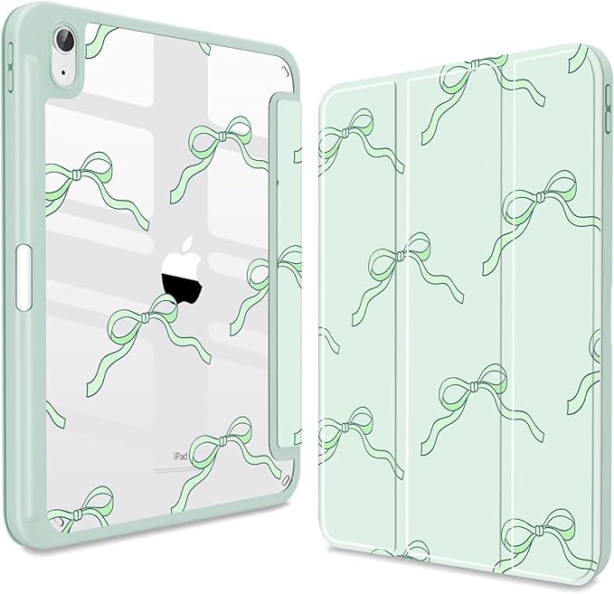 CISSOOK Compatible with iPad 11 Inch 2025 (A16) Case / 10.9 inch iPad 10th 2022 with Apple Pencil Holder Auto Wake/Sleep Mint Green Bow Protective Cover