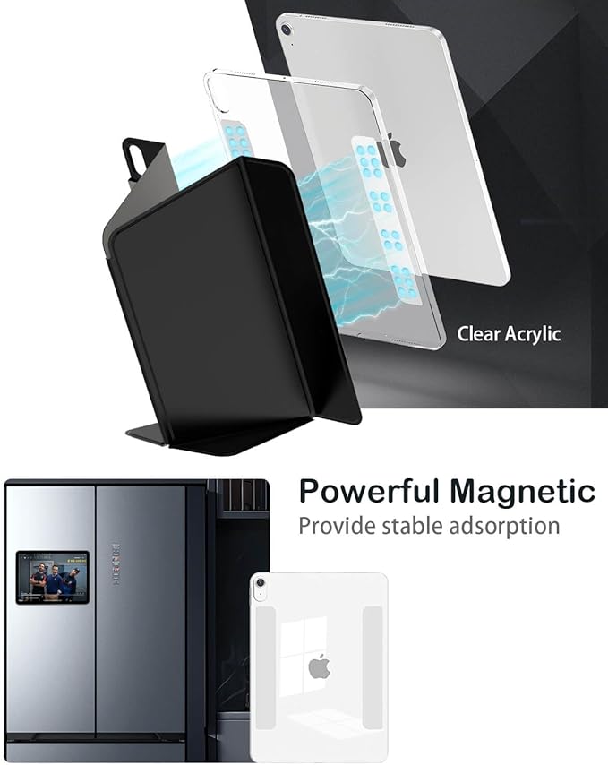 Feams V Fold Case for iPad (A16) 11th Generation 11 Inch 2025 iPad 10th Generation 10.9 Inch 2022 V-Shaped Standing Magnetic Detachable Clear Back Case with Landscape Portrait Mode&ampAuto Sleep B