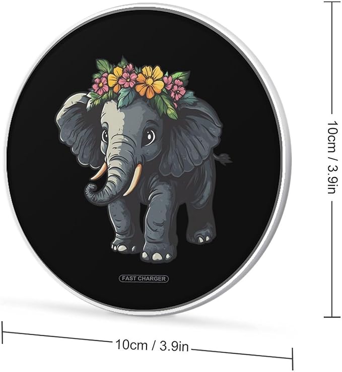 Elephant Flower Wireless Charger Anti-Slip Wireless Charging Pad Slim Charger Mat for Men Women