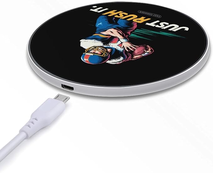 Just Rush It Football Player Phone Charger Magnetic Charging Pad Anti-Slip with USB Cable